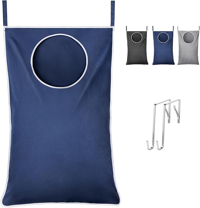 Lifewit 1 Pack Over Door Laundry Hamper, Collapsible Hanging, Dark Blue by Lifewit