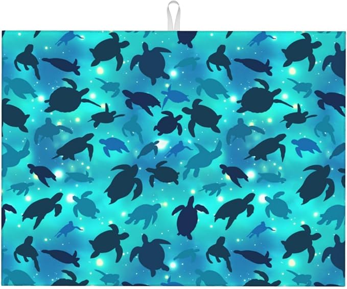 Sea Turtles Blue Dish Drying Mat by indokyeyqaz