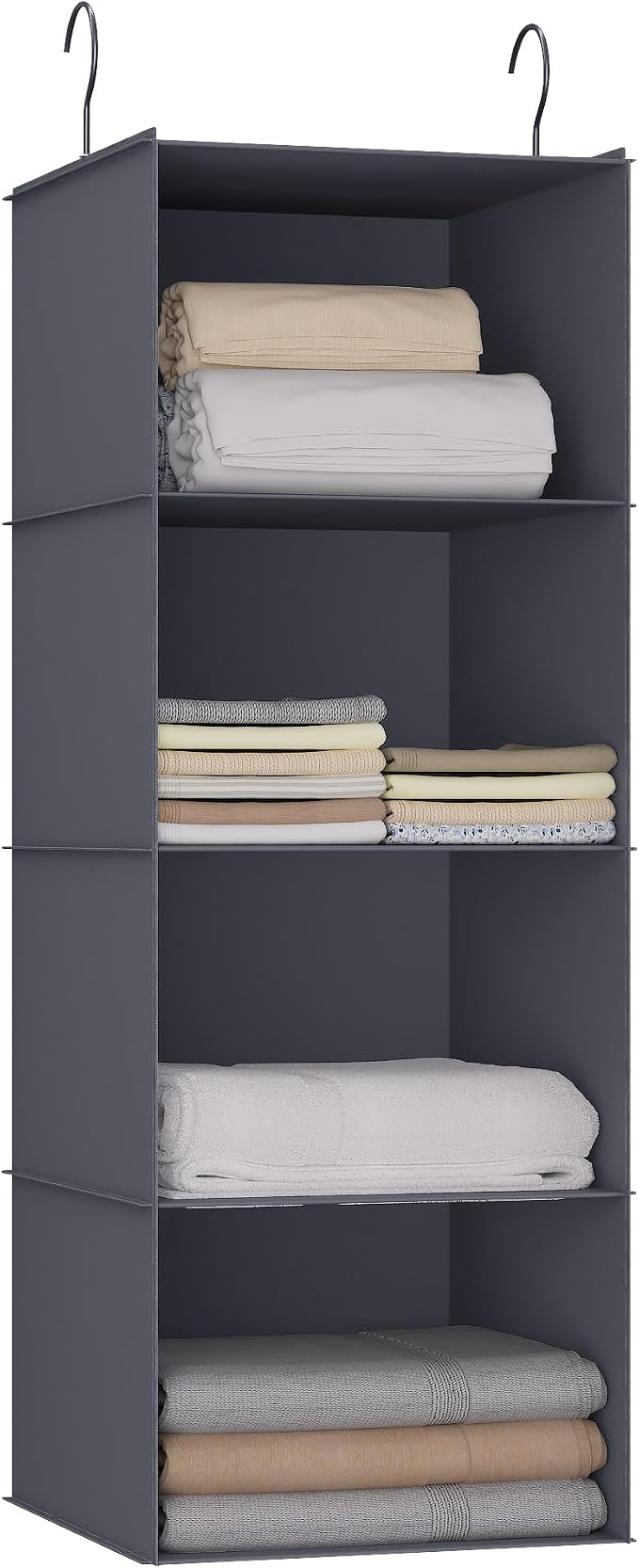Hanging Closet Organizer 4-Shelf, Oxford Fabric Wardrobe Storage, Dark Grey | by DonYeco
