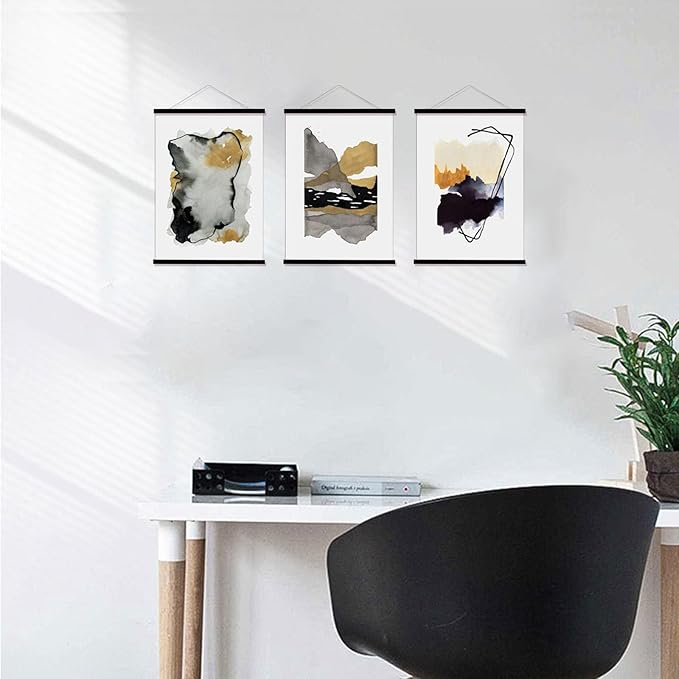 FALAMON 3 Pack Magnetic Poster Hanger Frame, 17x22 17x24 17x11 Magnet Poster Frame for Posters, Prints, Photos, Pictures, Maps, Scrolls, and Canvas Artwork (Black, 17")