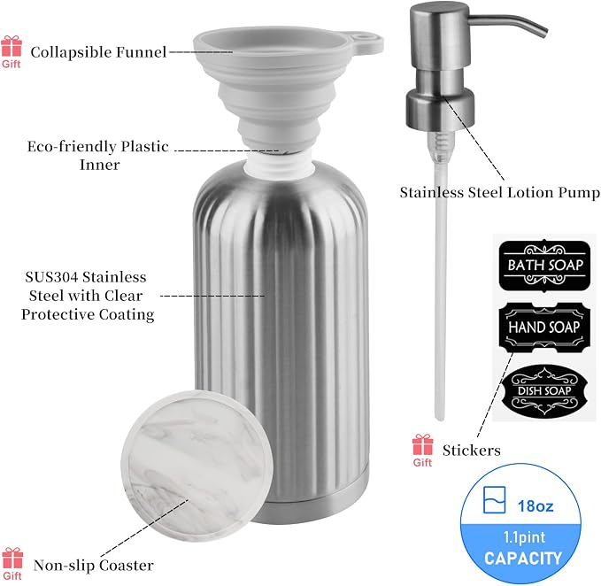 AUMIO Stripe Design Dish Soap Dispenser - Image 3