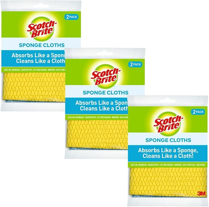 Scotch-Brite Sponge Cloth – 6-Pack, Reusable and Washable, Highly Absorbent by Unknown