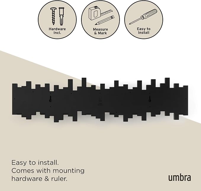 Umbra Sticks Wall Coat Rack, Wall Mount 8 Retractable Hooks, holds five pounds - Image 6