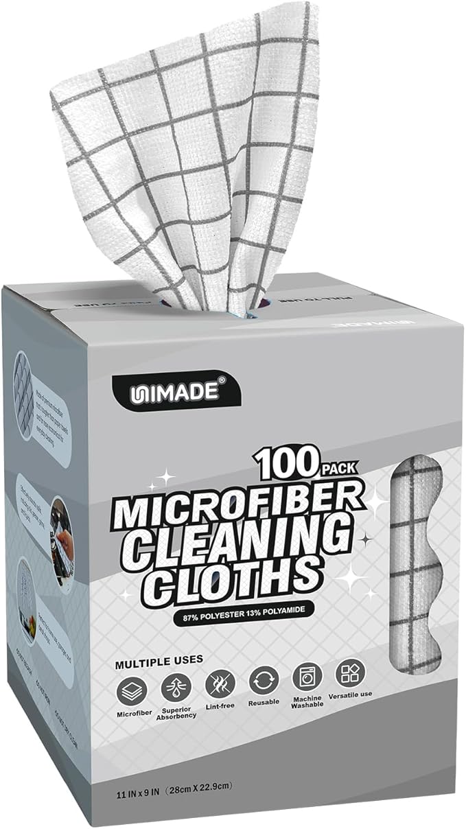 UNIMADE Microfiber Cleaning Cloths, 100 Sheets Kitchen Towels & Dish Cloths by Unimade
