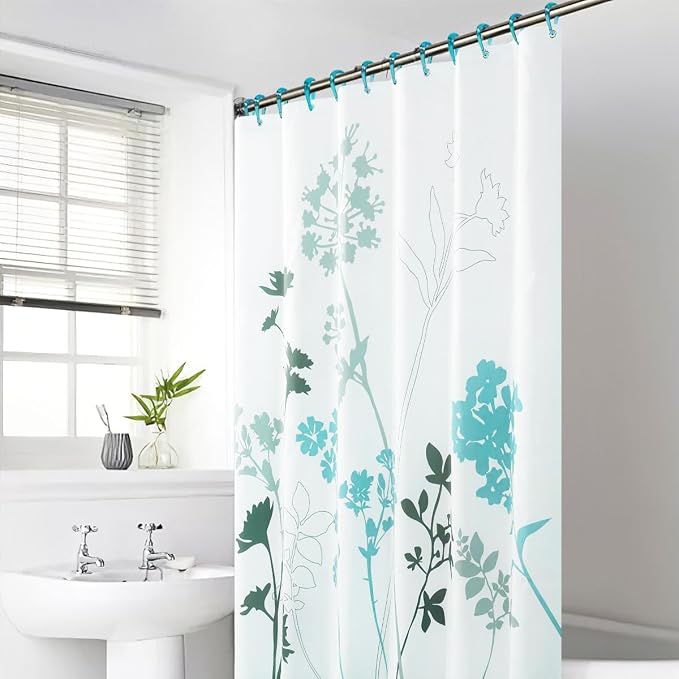 Top-spring Turquoise Shower Curtain Hooks 12Pcs Drop Shaped Hooks Shower - Image 6
