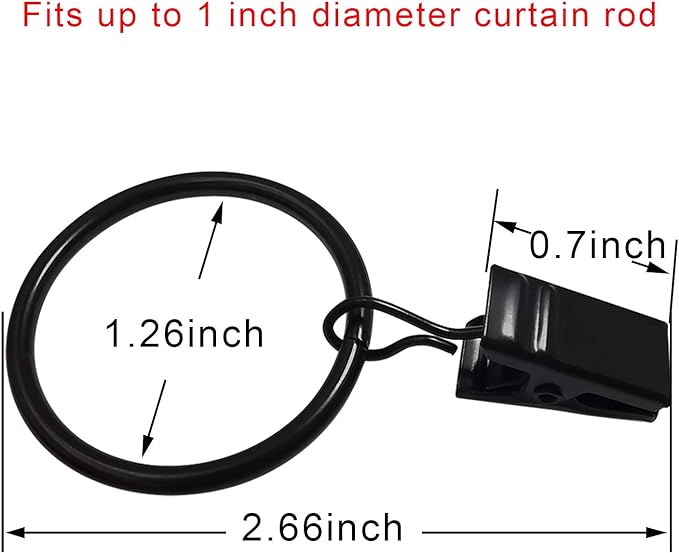 40 Pack Curtain Rings with Clips, Drapery Clips with Rings, Drapes Rings 1.26 - Image 2