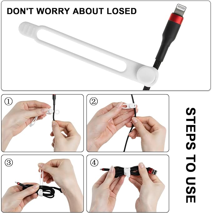 Silicone Cable Ties, Cord Organizer Cable Management | Reusable Cord Ties - Image 3
