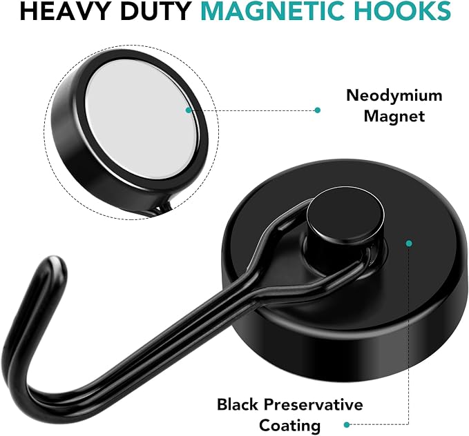 DIYMAG Magnetic Hooks, 120LBS Heavy Duty 8 Pack 2026 Cruise Ship Essentials - Image 4