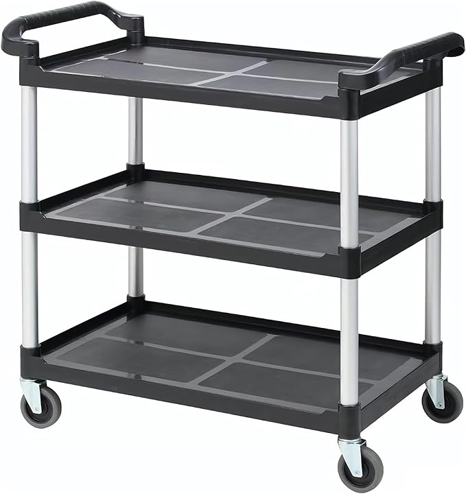 Three Tier Hotel Food Cart Mobile Plastic Push Cart Restaurant