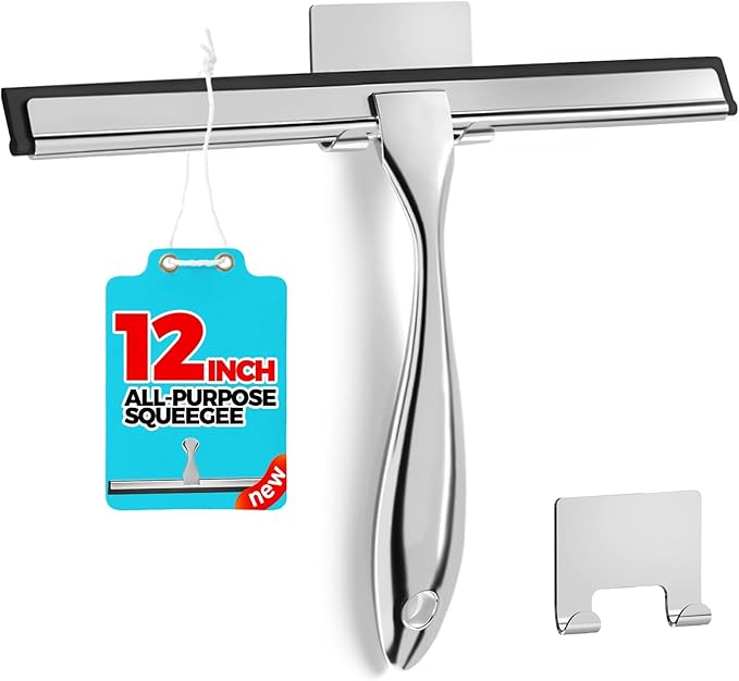 12" Shower Squeegee for Glass Doors, Tile Walls, Car Windows, New Home by ALFLOD