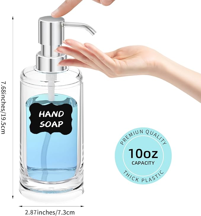 Clear Plastic Dish Soap Dispenser, 10 oz Pump Bottle - Image 2