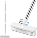 Floor Scrub Brush with 51-Inch Long Handle, 2 in 1 Floor Scrubber | 360° by ZHAYAO