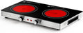 OVENTE Infrared Ceramic Double Burner, 1800W Electric Countertop Hot Plate with Black Crystalline Glass, Portable Stainless Steel Cooktop for Home, Office, or Dorm Use, Black BGI302GB
