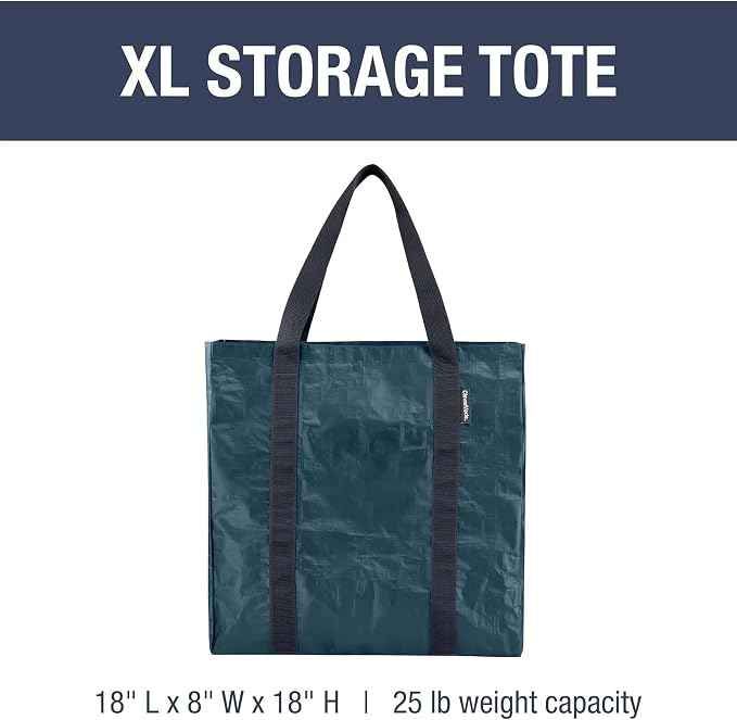 CleverMade Open-Top Storage Tote, 42L Grocery Tote, 2 Pack, Ocean | Load - Image 3