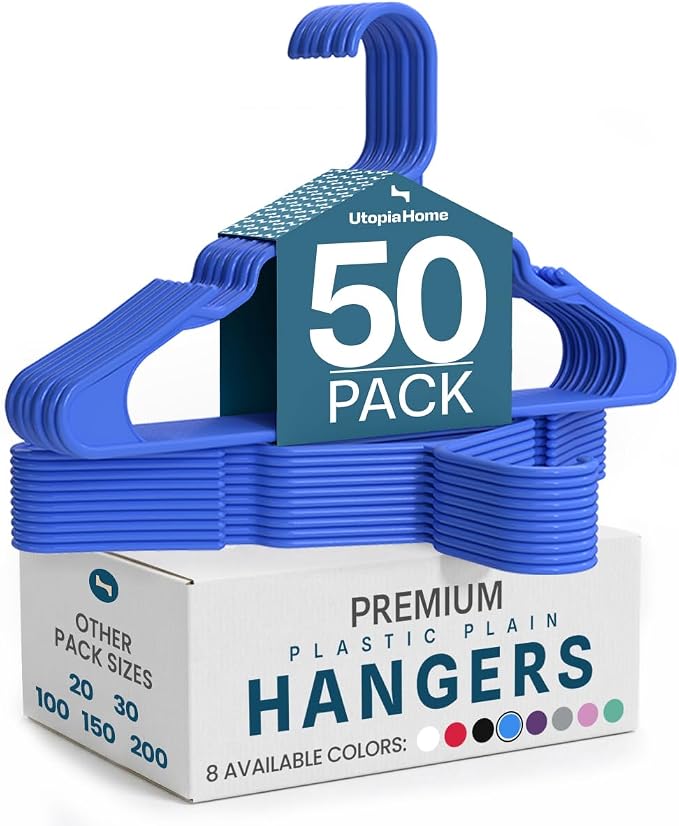 Utopia Home Plastic Hangers 50 Pack – Space Saving Clothes Hanger Blue | by UTOPIAHOME