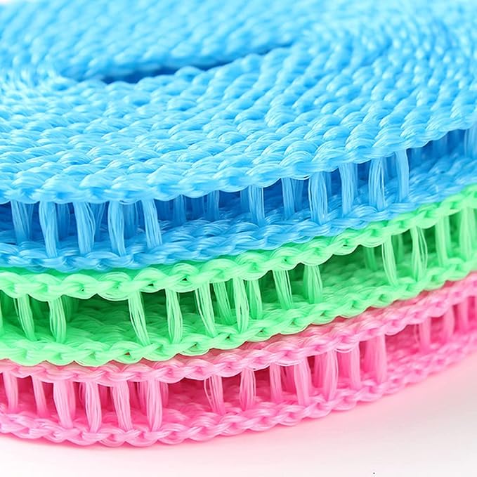 3 Pack of ALINNA Windproof Nylon Clothesline Pink Blue Green Colors Adjustable - Image 3
