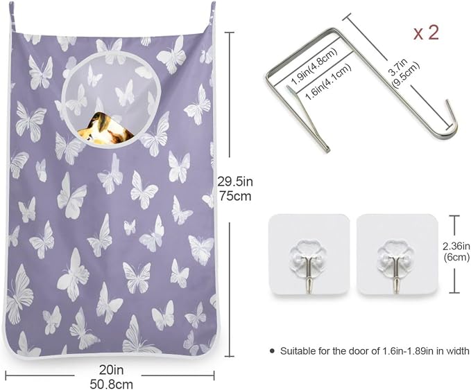 2PCS Hanging Laundry Hamper Bag Over the Door Laundry Hamper Wall Hamper Large - Image 3