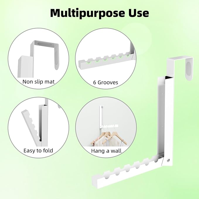 BAKON Over The Door Hanger Folding Clothes Drying Rack, Folding Hanging Coat - Image 5