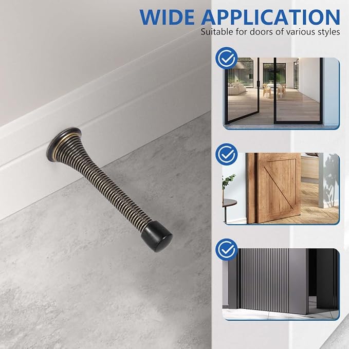 KISEER 12 Pack Spring Door Stops 3 1/4 Inch Flexible Heavy Duty Spring Door - Image 5
