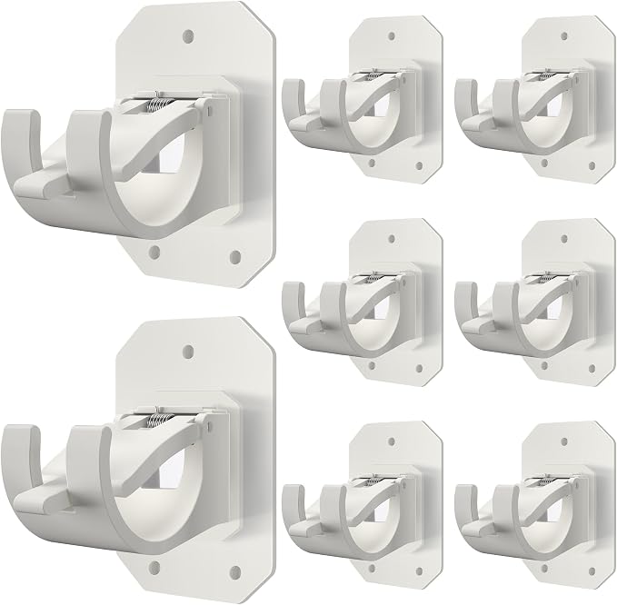 8PCS Upgraded Curtain Rods No Drilling, No Drill Curtain Rod Bracket Self by Codoule