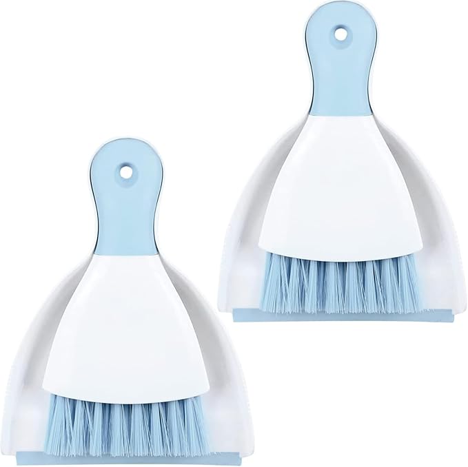 Dust pan Broom Brush Dustpan Small Broom and Dustpan Set（Light Blue by Householdcleaningutensils
