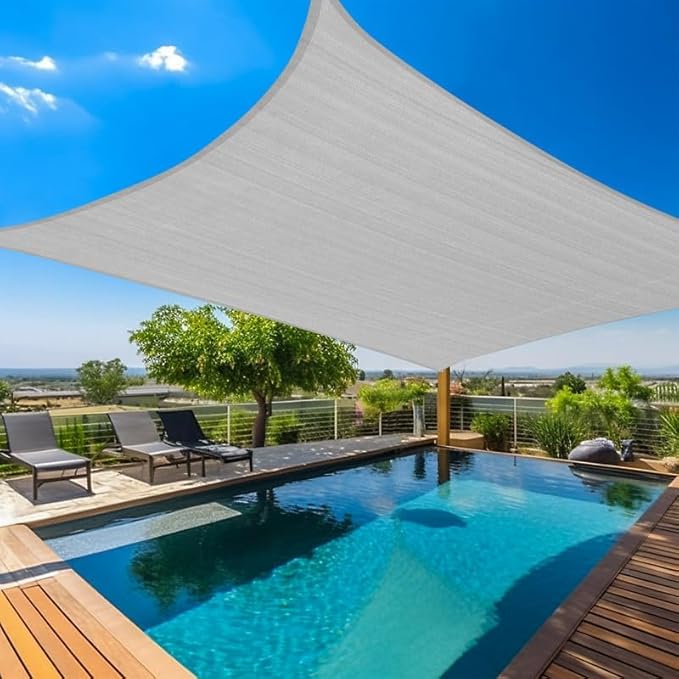 Amagenix Sun Shade Sail 6'X10' Curved Edge Outdoor Shade Canopy Light Grey Breathable 95% UV Block Shade Cloth for Patio Garden Backyard (We Make Custom Size)