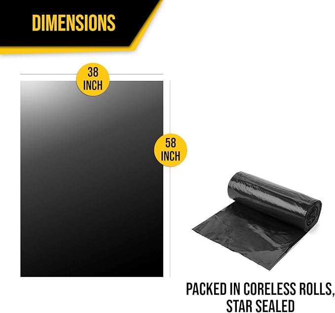 Aluf Plastics 55-60 Gal Black Trash Bags, 1.25 MIL - Image 4