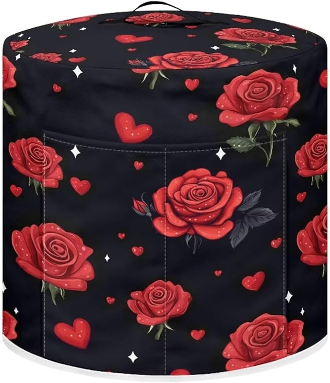 Pressure Cooker Cover for Women,Insulated Rice Cooker Cover with Easy to Clean Red Rose Waterproof Dust Cover with Pockets for Instant Pot 8 Quart Appliance Cover