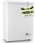 Small Mini Freezer Chest Freezer with 2 Hanging Baskets Electronic Control to 1℉ Top Door Open Freezer Energy Saving Quiet Operation Perfect for Dorm, Garage and RVS, White
