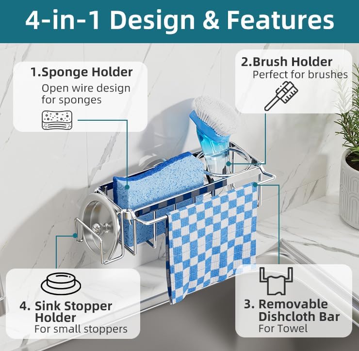 TAILI 4-in-1 Sink Caddy for Kitchen Sink - Image 5
