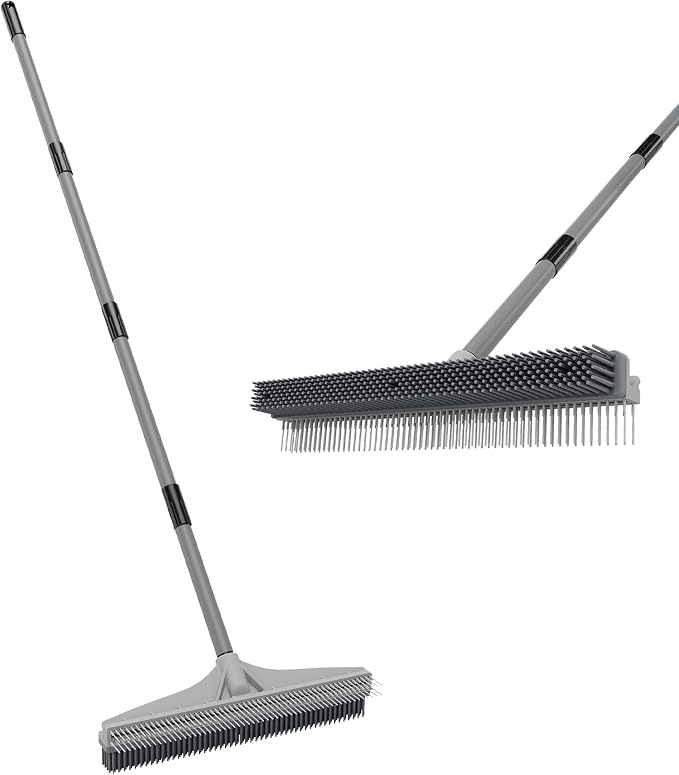 Walensee Carpet Brush for Pet Hair Removal, 2 in 1 Carpet Rake & Rubber Broom by Walensee