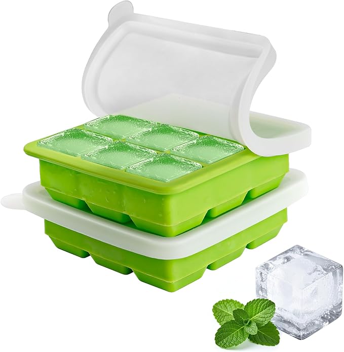 Ice Cube Tray with Lid (9X2 Pcs), Small Ice Cube Trays, Silicone Ice Cube Trays for Freezer, Mini Square Ice Cube Mold for Ice Coffee, Drinks, Whiskey, Cocktail, Bourbon, Baby Food
