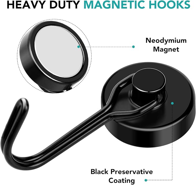 DIYMAG Magnetic Hooks, 80LBS Heavy Duty 8 Pack 2026 Cruise Ship Essentials - Image 4