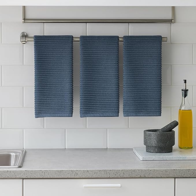 Slate Blue Gray Kitchen Hand Dish Towels, 100% Cotton - Image 4