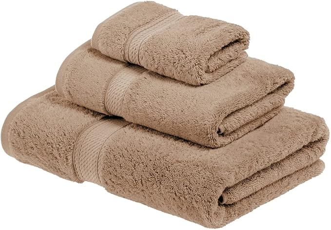 SUPERIOR Egyptian Cotton Ultra Plush & Absorbent, 3 Piece Set, Latte | Quick Dry by SUPERIOR