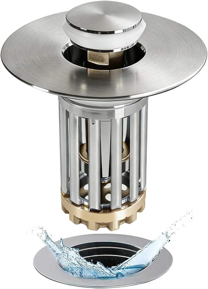 Anlige 3 in 1 Pop Up Bathroom Sink Stopper, Bathroom Sink Drain Strainer by Anlige