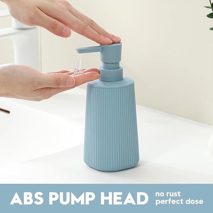 YAUKPH Small Soap Dispenser for Bathroom and Kitchen Light Blue | Modern - Image 4