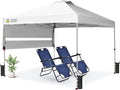 CROWN SHADES 10x10 Pop up Canopy Tent Patended Centerlock Instant Commercial Canopy with 150D Silver Coated Fabric Including 2 Extend Awnings, 4 Ropes, 8 Stakes, 4 Weight Bags (White, 10x14)