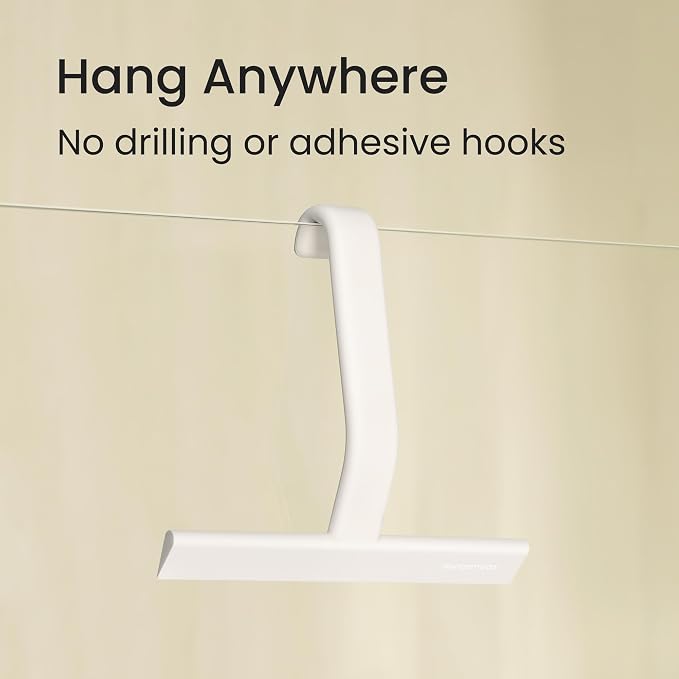JustHang Shower Squeegee with Built-in Hook, 10-Inch White | Award-Winning - Image 3