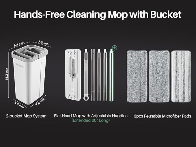 JOYMOOP Flat Mop System with Wringer Bucket, Microfiber Floor Cleaning Set - Image 5