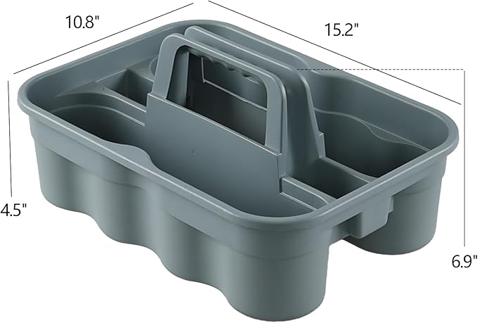 Cleaning Supplies Caddy with Handles, Plastic Cleaning Tools Caddy, Gray, 6 Packs
