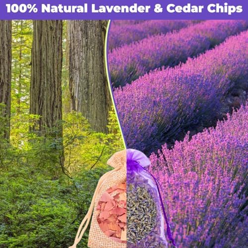 16 Pack Lavender Sachet Bags & Cedar Chips Set Real Dried Lavenders Flowers - Image 3