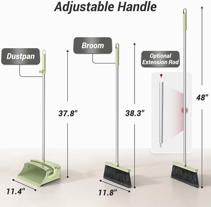 Broom with Dustpan Set for Pet Hair & Dust Cleanup - Image 2