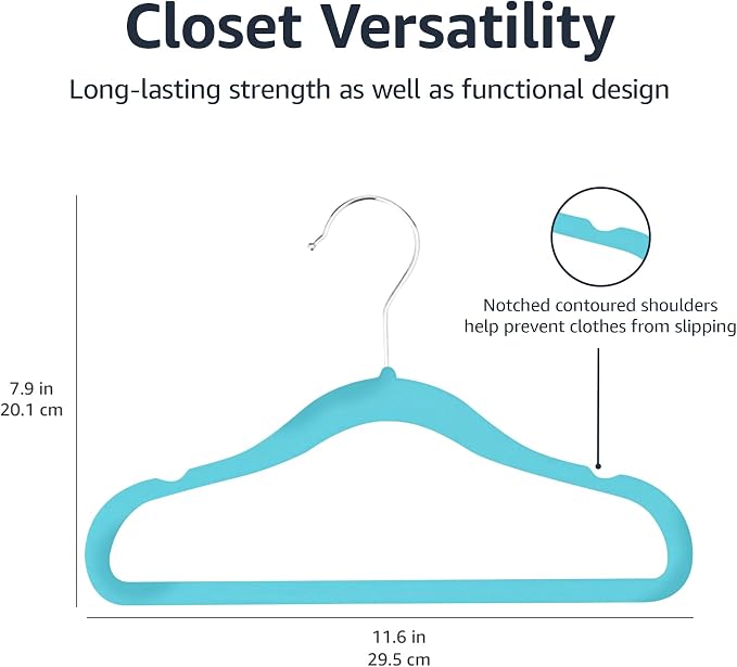 Amazon Basics Kids Space Saving Velvet Non-Slip Clothes Hangers - Image 5