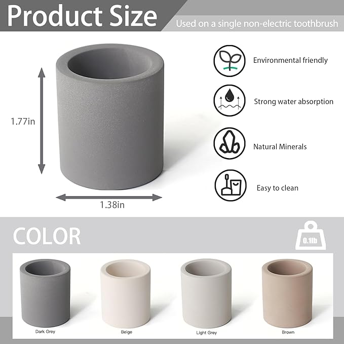 Diatomite Toothbrush Holder, Quick Dry Bathroom Stand | Water Absorbing - Image 3