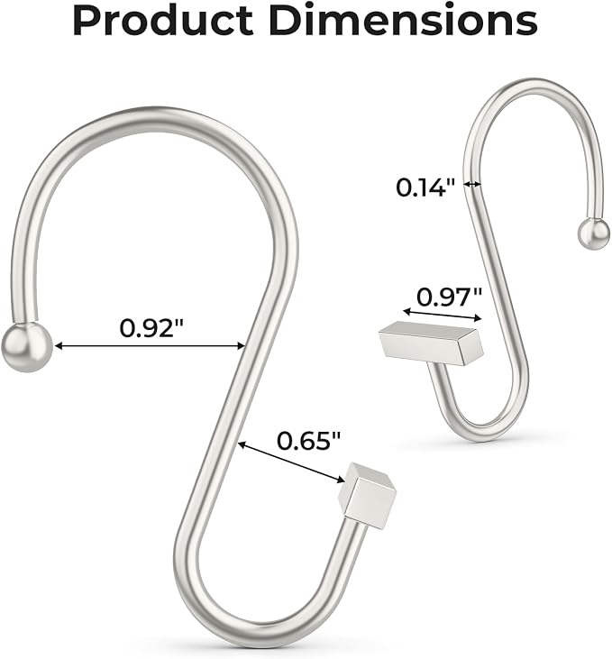 Bathway Shower Curtain Hooks, Shower Curtain Rings Rust Proof, T-Bar Design - Image 2