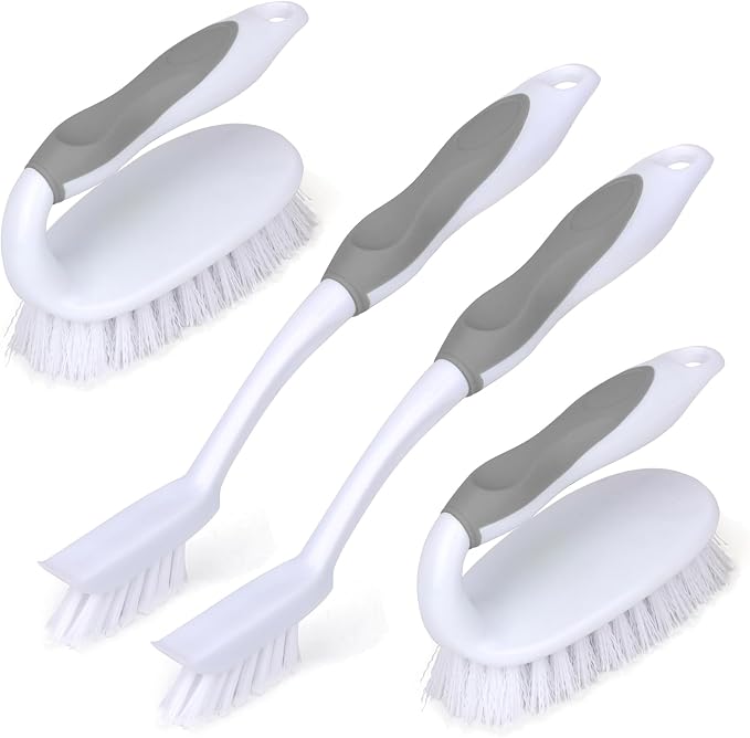 Scrub Brush Set, 4 Pack Deep Cleaning Brush Kit, 2 Tile & Grout Brush by HileSwan