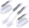 Scrub Brush Set, 4 Pack Deep Cleaning Brush Kit, 2 Tile & Grout Brush by HileSwan