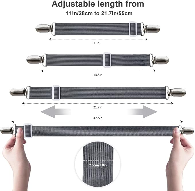 Sheet Straps, Sopito Adjustable Elastic Bed Sheet Holder, Non-Slip Strong - Image 4