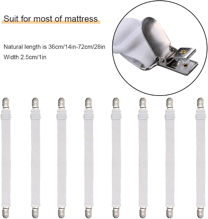 8Pcs Adjustable Bed Sheet Straps Clips, Elastic Mattress Sheet Fasteners Holder - Image 4